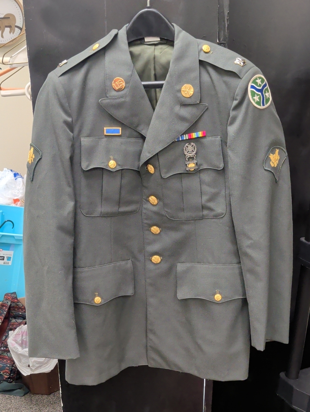 Men's Military-Style Olive Green Dress Jacket